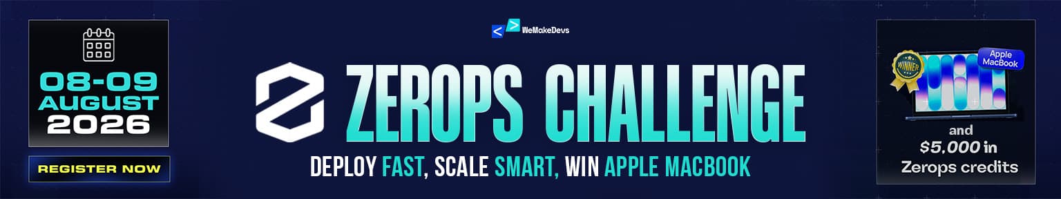 The Zerops Challenge: deploy fast, scale smart, win an Apple MacBook. August 8 to 9, 2026, with $5,000 in Zerops credits