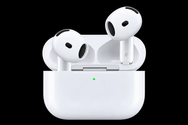 AirPods in their charging case, awarded for the top blog posts
